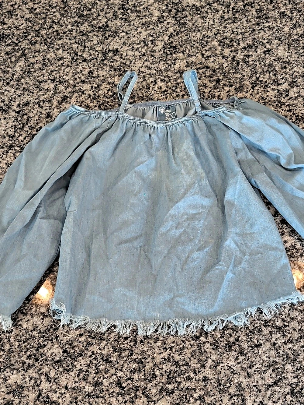 Flowers By Zoe Girls Size 6X Blue Long Sleeve Fringe Top